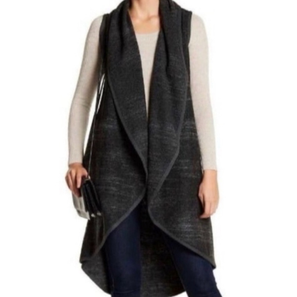 Lucky Brand Women’s L/XL Wool Blend Multicolor Open Front Knit Long Sweater Vest
